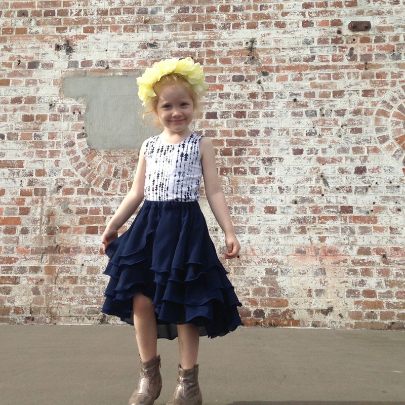 Girls Flamenco Skirt in Royal Blue Chiffon 5 - 8 Years - 童装裙 - 其他材质 蓝色
