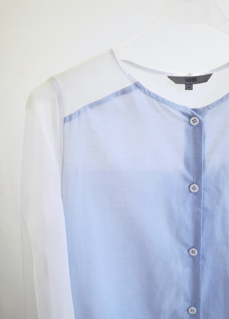 UUIN   _ 仙女水蓝长袖上衣 - 女装上衣 - 丝．绢 蓝色