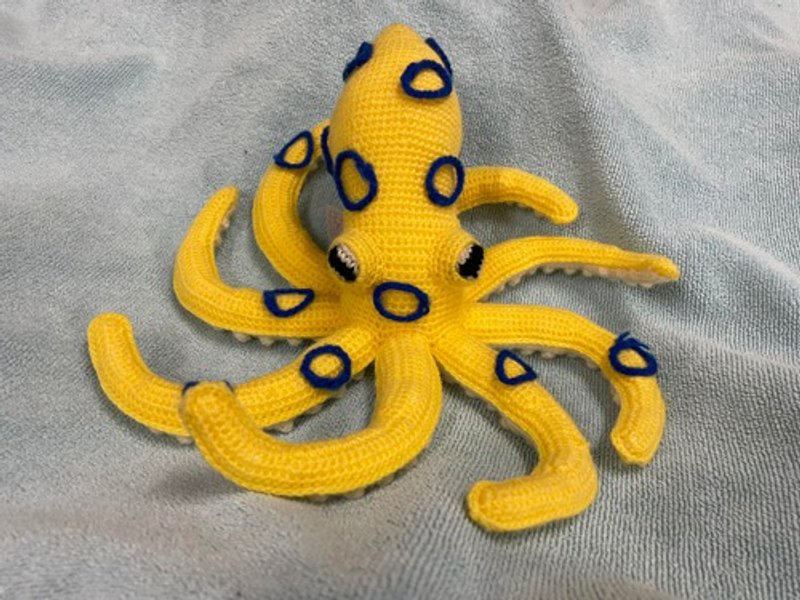Crochet Sea Creatures Blue ring octopus Amigurumi - 编织/刺绣/羊毛毡/裁缝 - 棉．麻 