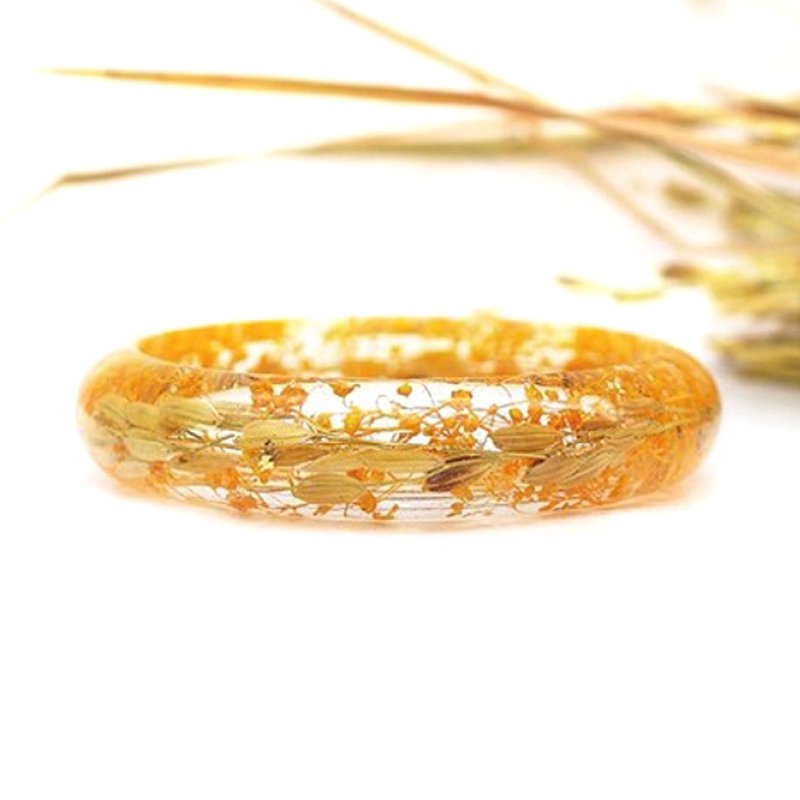 花说・台湾稻穗小满天星真花手镯・秋色系・干燥花永生花 - 手链/手环 - 植物．花 橘色