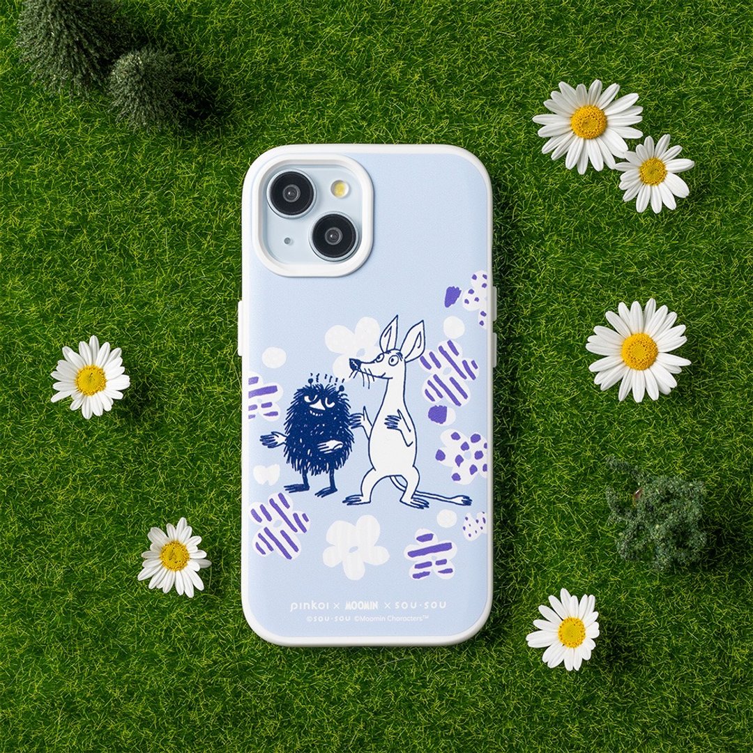 【Moomin x SOU・SOU】SolidX吸震缓冲手机壳|史汀奇吸吸-绽放 - 手机壳/手机套 - 塑料 白色