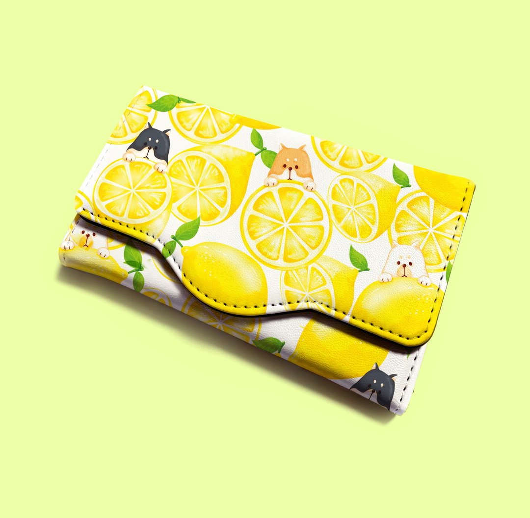 Shiba Inu lemon pass case - 证件套/卡套 - 人造皮革 黄色