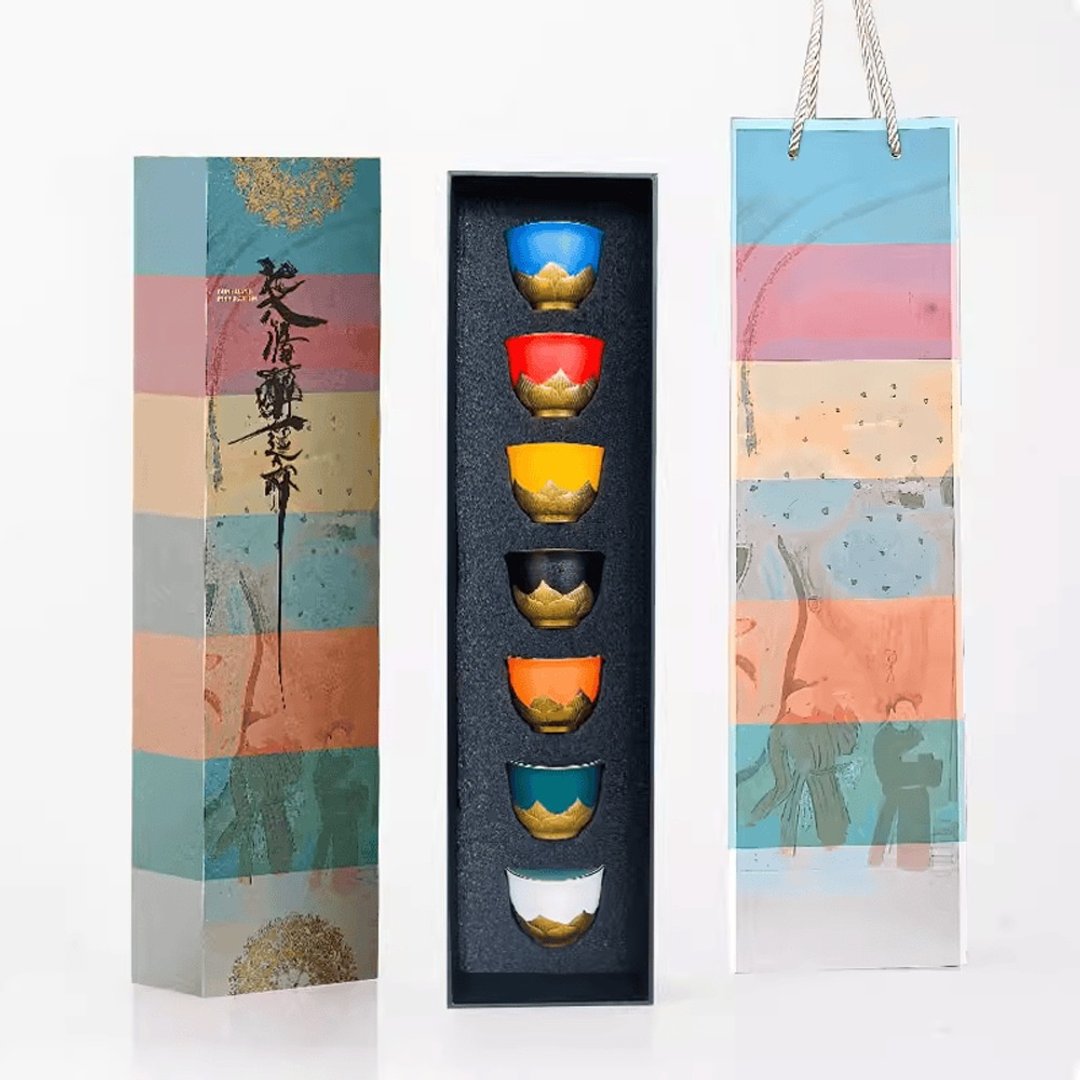 敦煌七情醉莲杯茶杯套装创意礼盒 - 茶具/茶杯 - 陶 