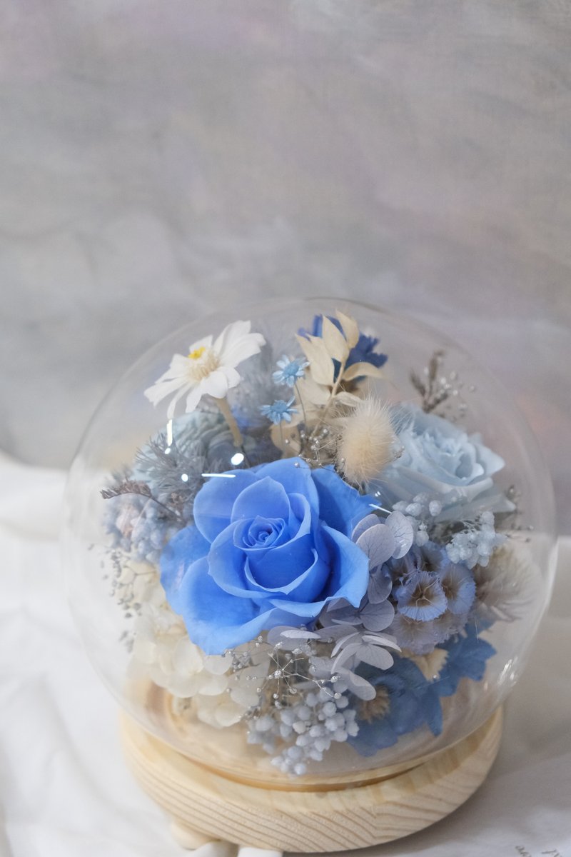 水晶球钟罩花 球型钟罩 钟罩花 毕业礼 生日礼 开幕礼 - 干燥花/捧花 - 植物．花 蓝色