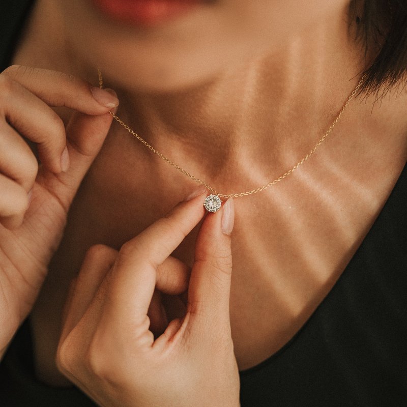Lena_顶级锆石纯银单钻项链 - 项链 - 纯银 透明