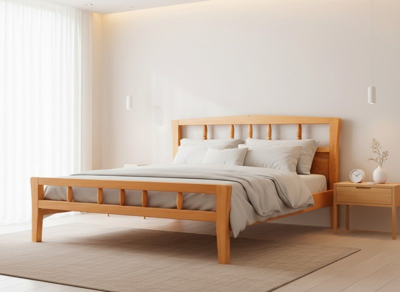 台湾桧木实木床架-标准双人 - 其他家具 - 木头 