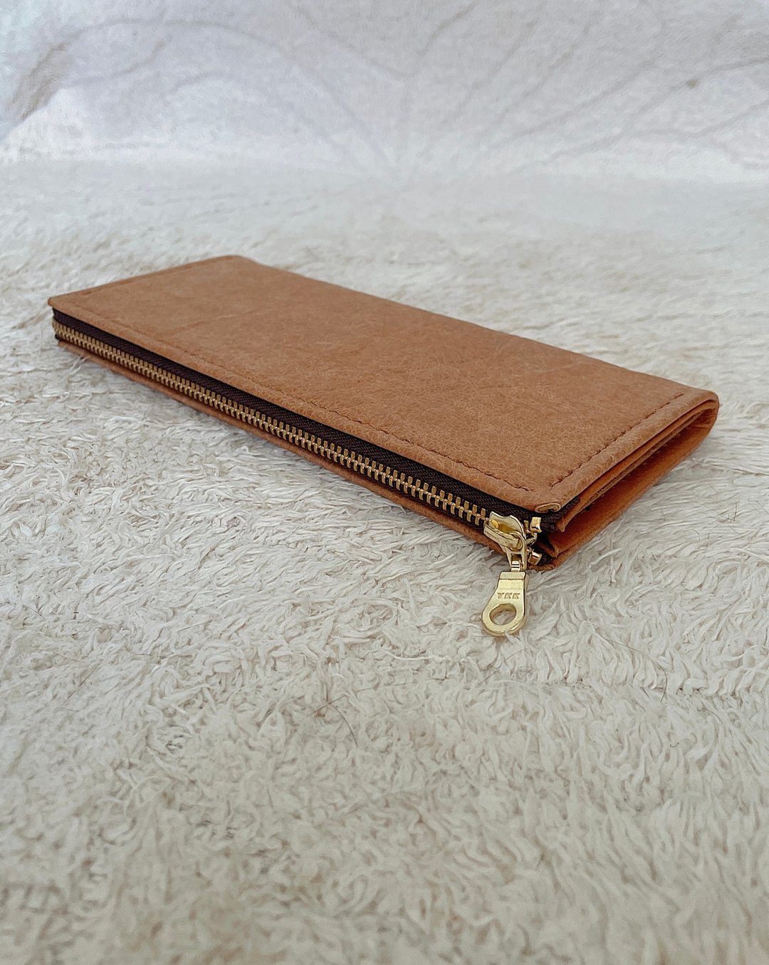 -L 型纸皮纹拉链长夹 /*太妃糖*26 年新品*素食纸皮革 - 皮夹/钱包 - 纸 咖啡色