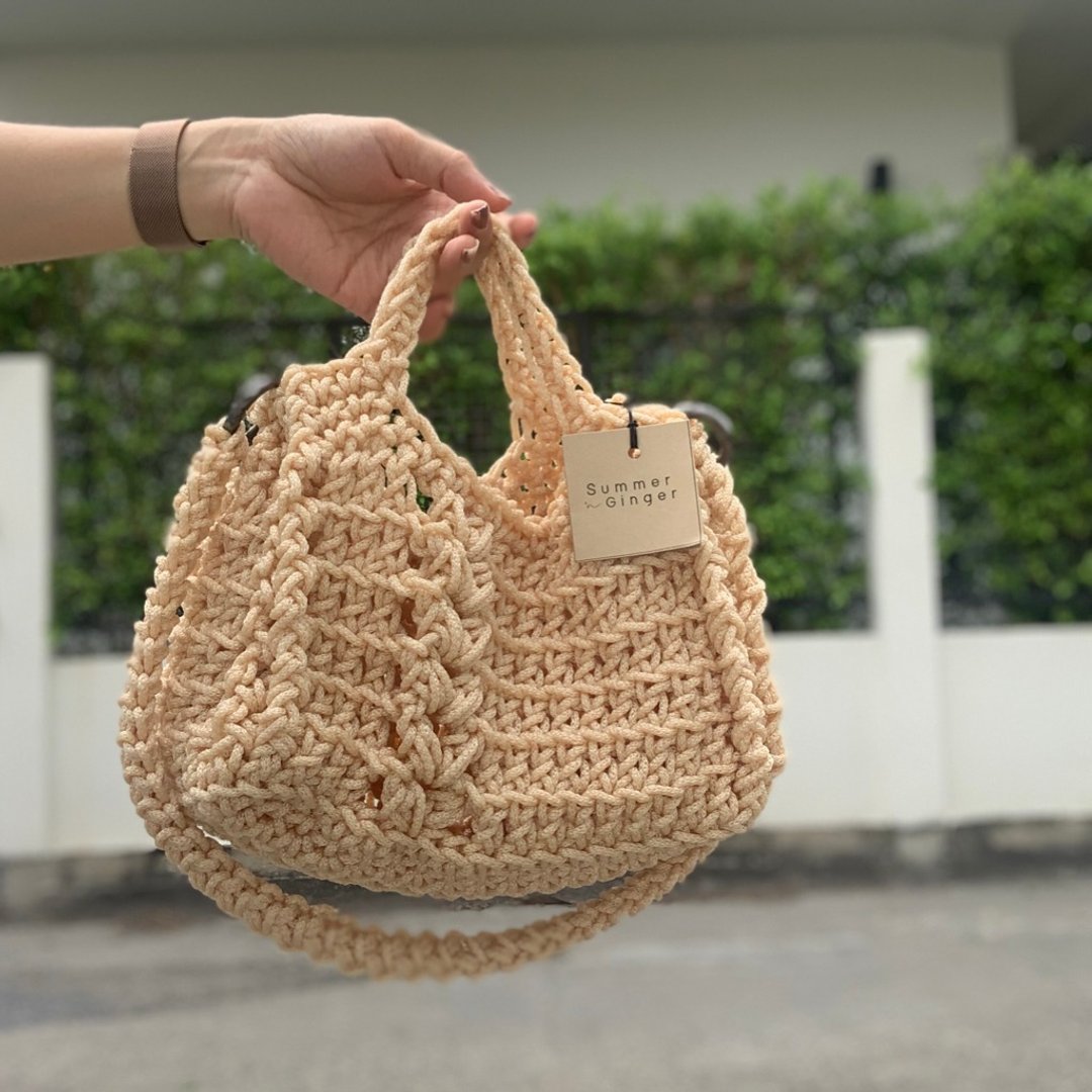 Loaf Bag (奶油色) - 手提包/手提袋 - 聚酯纤维 金色