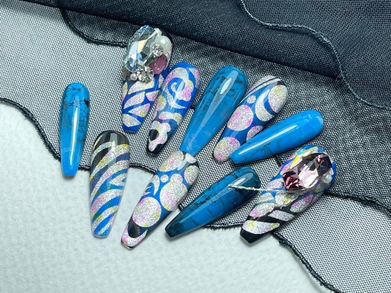 穿戴甲/穿衫甲/手工绘制/银河风暴 - 指甲油/指甲贴 - 其他材质 