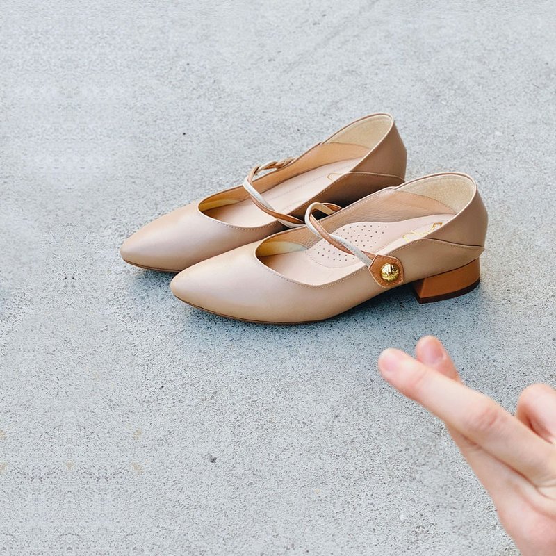 玛莉小幸运 - 高跟鞋 - 真皮 卡其色