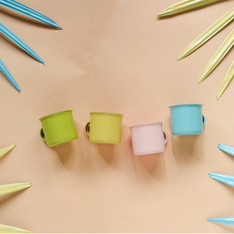 缤纷派对咖啡杯(一组四色)::粉黄蓝绿 - 咖啡杯/马克杯 - 珐琅 多色