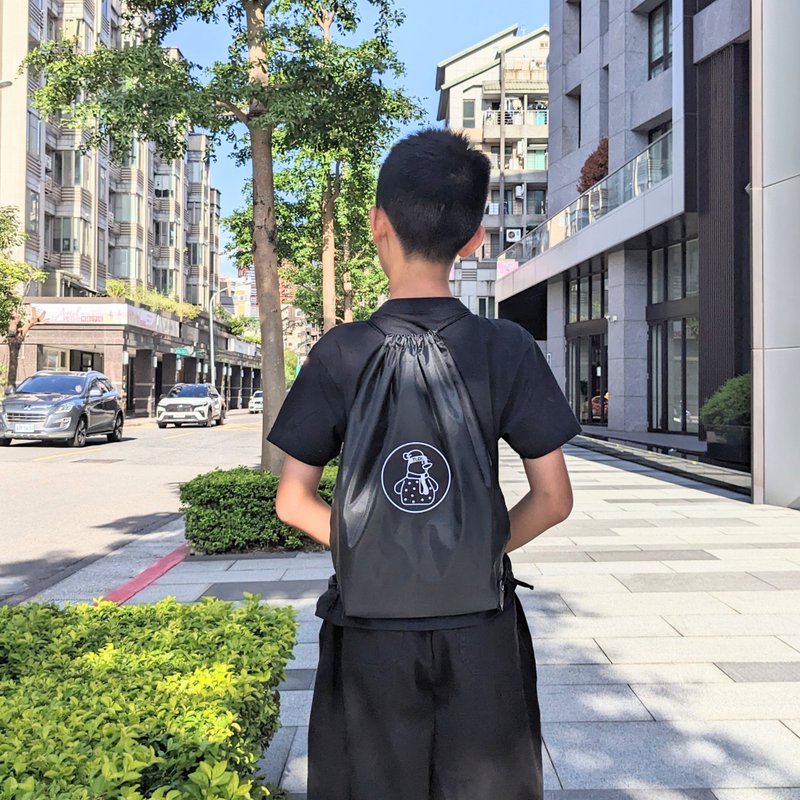 TiDi 雪人束束口背袋(黑) - 束口袋双肩包 - 防水材质 黑色