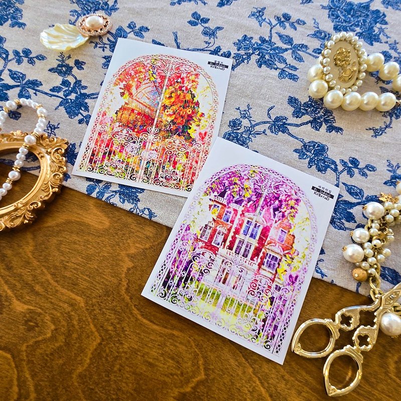 初潮花园门饰贴纸 (4色) - 贴纸 - 纸 