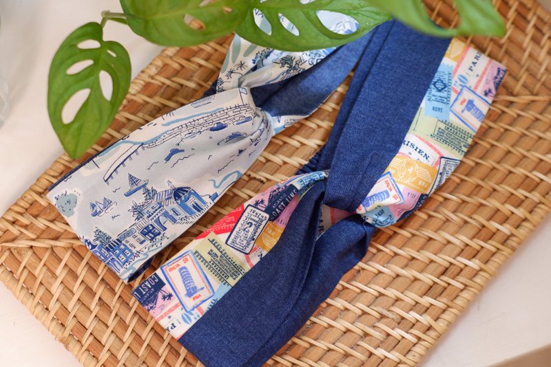 交叉发带の度假风 - 发带/发箍 - 棉．麻 蓝色