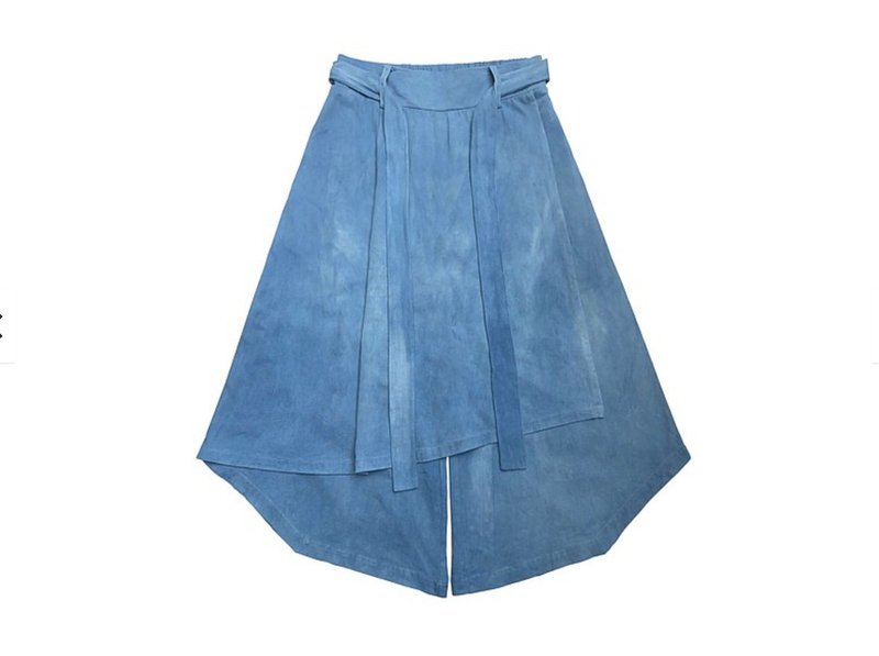 圆与角 针织绑带裤裙(蓝染) Organic Cotton - 裙子 - 棉．麻 蓝色