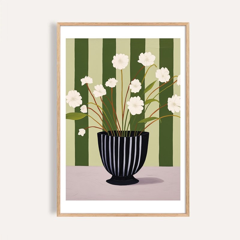 绿幕上的白花 White Blossoms on Green / 现代花卉海报 客厅挂画 - 海报/装饰画/版画 - 纸 