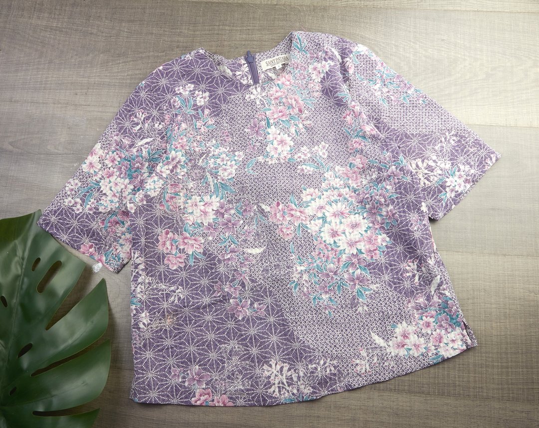 小号 | 复古女式碎花衬衫 40 年代风格 | 女士复古服装 - 女装衬衫 - 其他材质 粉红色