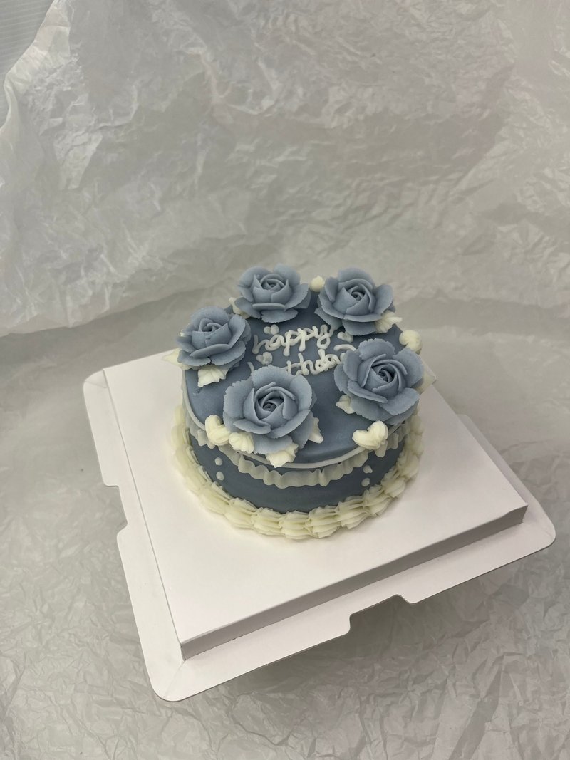预订 仅供自取 巴克叔叔 4寸粉蓝玫瑰复古挤花 宠物蛋糕 狗狗蛋糕 - 零食/点心 - 新鲜食材 蓝色