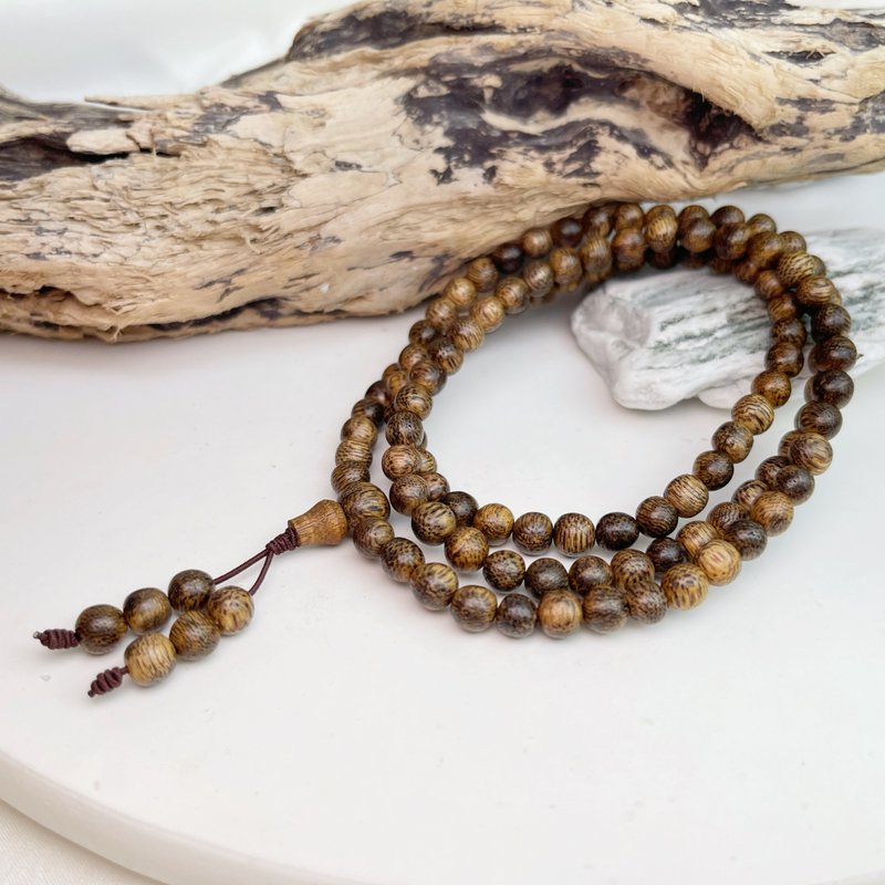 平安静心/清香韵味-野生越南芽庄沉香108念珠6mm - 手链/手环 - 木头 