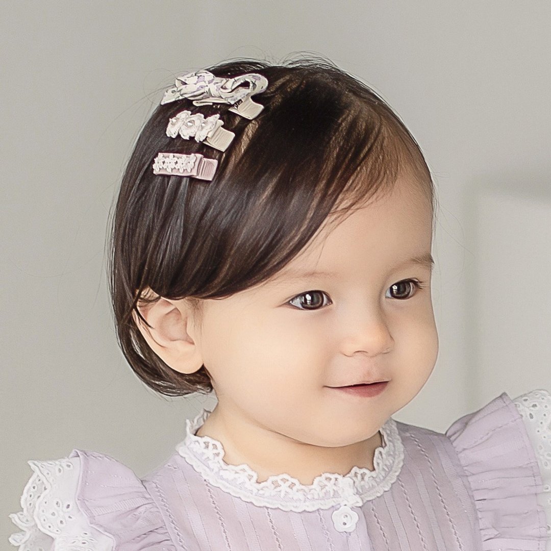 Happy Prince 韩国制 Lerida女婴儿童发夹3件组 - 婴儿饰品 - 棉 粉红色