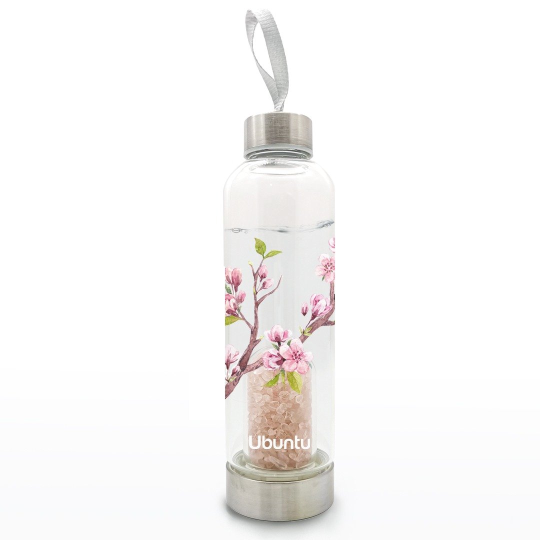 UBUNTU 水晶水瓶 | 幸运之花 | 桃花盛开 | 让水回到 最原始的状 - 水瓶/水壶 - 玻璃 粉红色