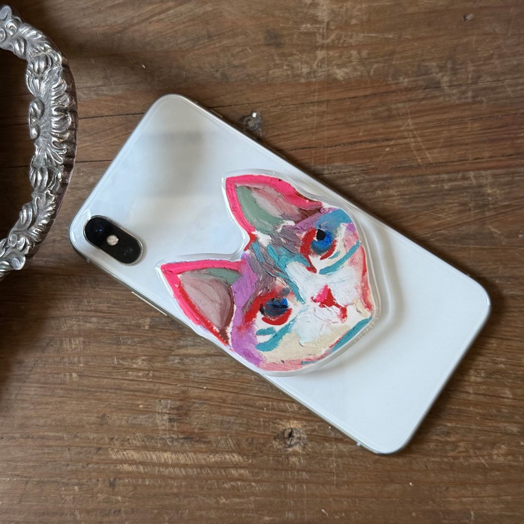 原创插画手机气囊支架伸缩手机壳配饰猫咪追剧好物小众独特可爱 - 手机配件 - 压克力 
