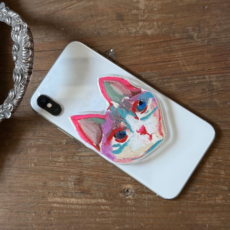 原创插画手机气囊支架伸缩手机壳配饰猫咪追剧好物小众独特可爱 - 手机配件 - 压克力 