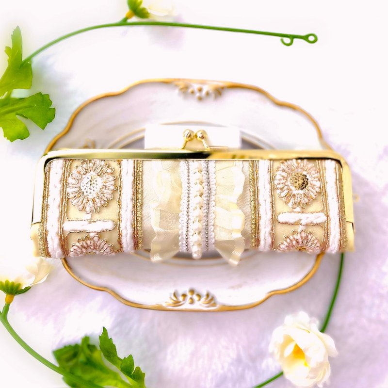 专为都会女性设计，可分类收纳的蝴蝶结零钱包 NO.108 - 零钱包 - 棉．麻 白色