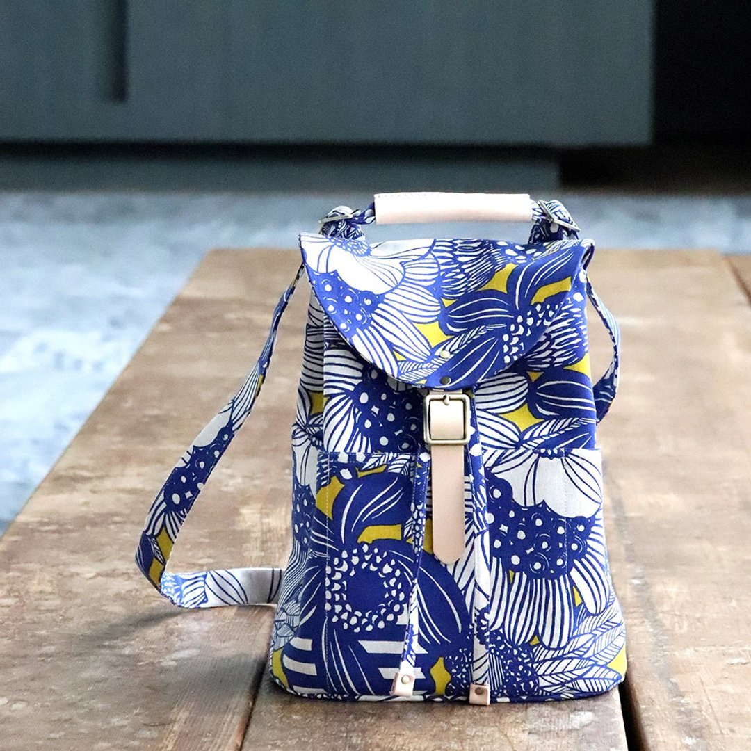 三用后背包 - 花布款 日本棉麻 / 防水布 / 后背   母亲节限定 - 后背包/双肩包 - 棉 黑色