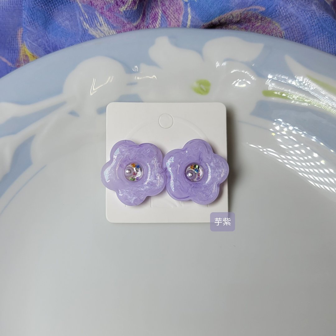 舞动耳边的花 耳环 花朵 - 耳环/耳夹 - 不锈钢 多色