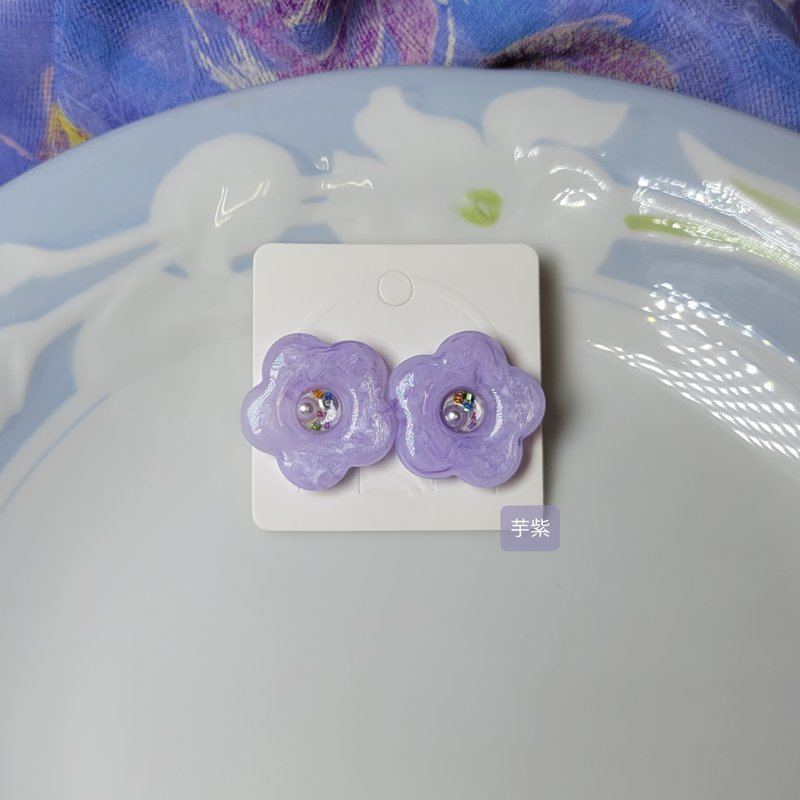 舞动耳边的花 耳环 花朵 - 耳环/耳夹 - 不锈钢 多色