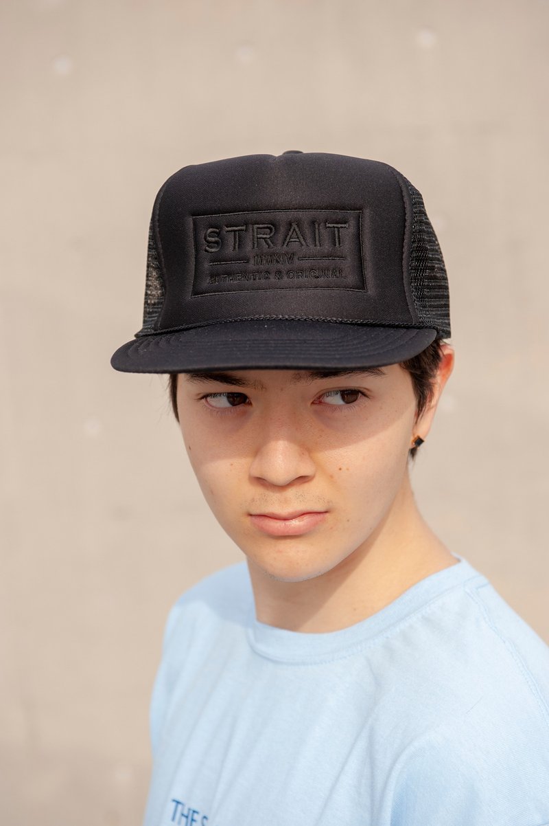 EMB LOGO MESH CAP #BLACK X BLK LOGO - 帽子 - 其他材质 黑色