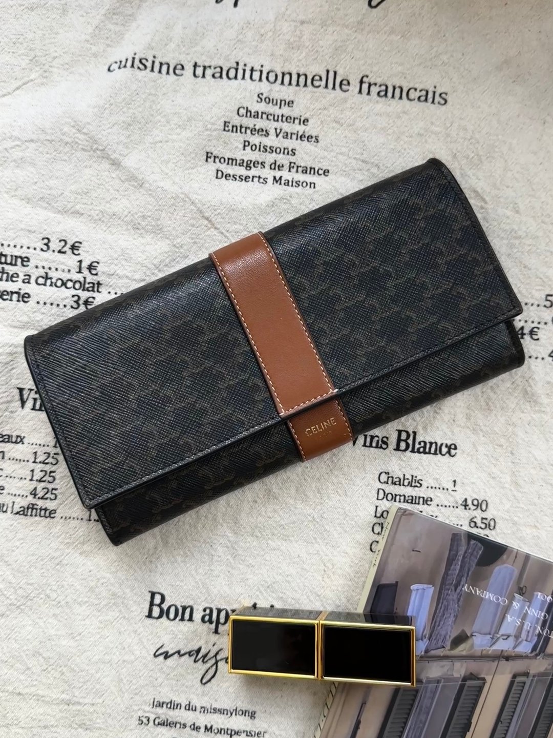 中古品 Celine 思琳 凯旋门长银包 - 皮夹/钱包 - 真皮 咖啡色