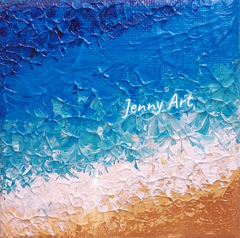 【黄金海岸】无框画 压克力画 抽象画 疗愈画作 挂画 居家摆设 - 海报/装饰画/版画 - 其他材质 蓝色