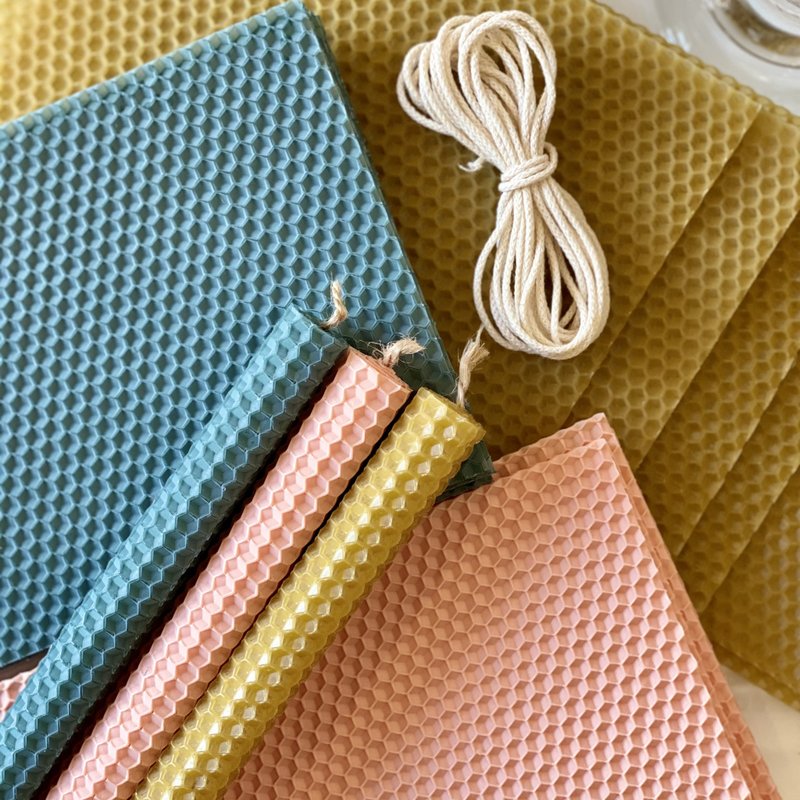 DIY 14 tapered candles peach, turquoise and natural colors. Spring decor ideas. - 蜡烛/烛台 - 蜡 粉红色