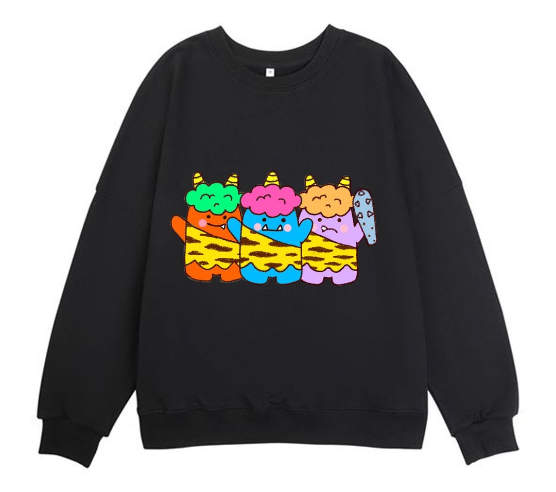 小鬼圆领长袖TEE卫衣 Hoodie - 女装上衣 - 棉．麻 多色