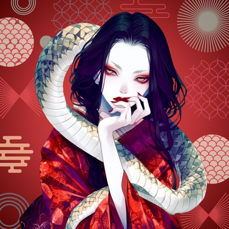 再贩 NaChi原创贴纸【蛇女】 - 贴纸 - 纸 红色