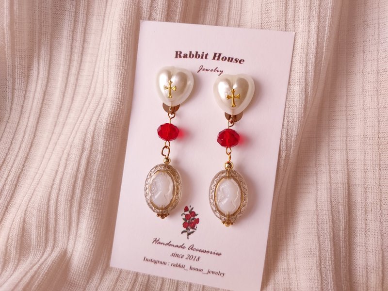 微醺伯爵茶耳环 - 耳环/耳夹 - 树脂 红色