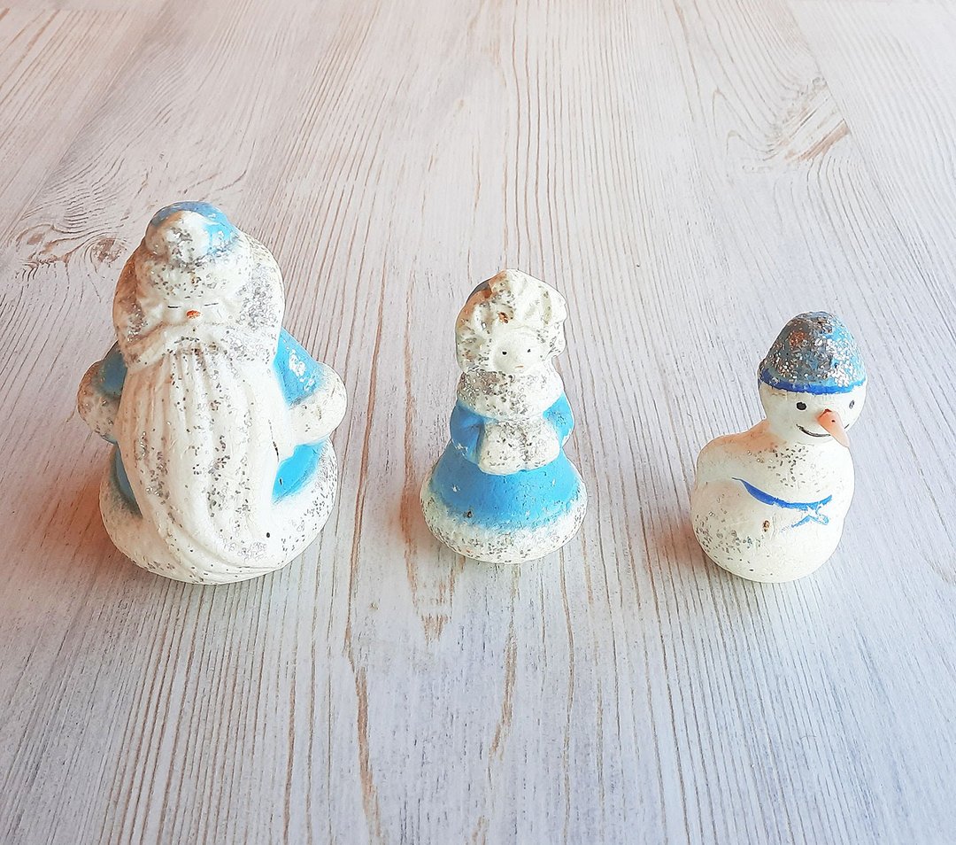 Old Russian Christmas styrofoam figures of Ded Moroz, Snegurochka and Snegovik - 其他 - 其他材质 