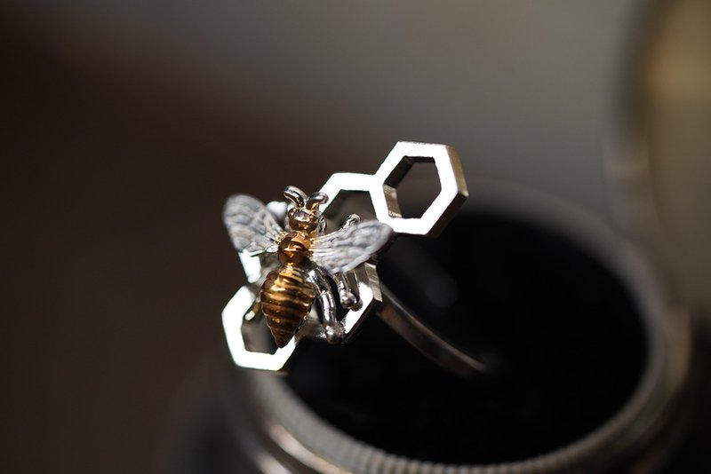 925银忙碌小蜜蜂戒指 - 戒指 - 纯银 
