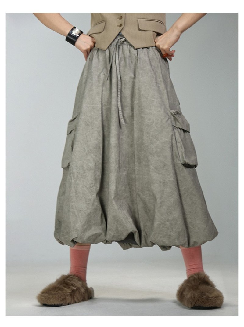 脏脏做旧花苞半身裙女 - 裙子 - 棉．麻 