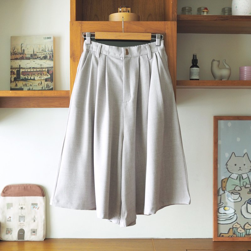 小猫宽裤：麦芽牛奶 - 女装长裤 - 聚酯纤维 卡其色