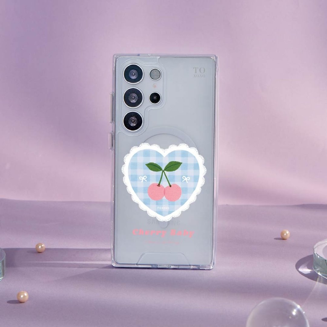 樱桃格纹防摔透明SAMSUNG手机壳 - 手机壳/手机套 - 塑料 多色