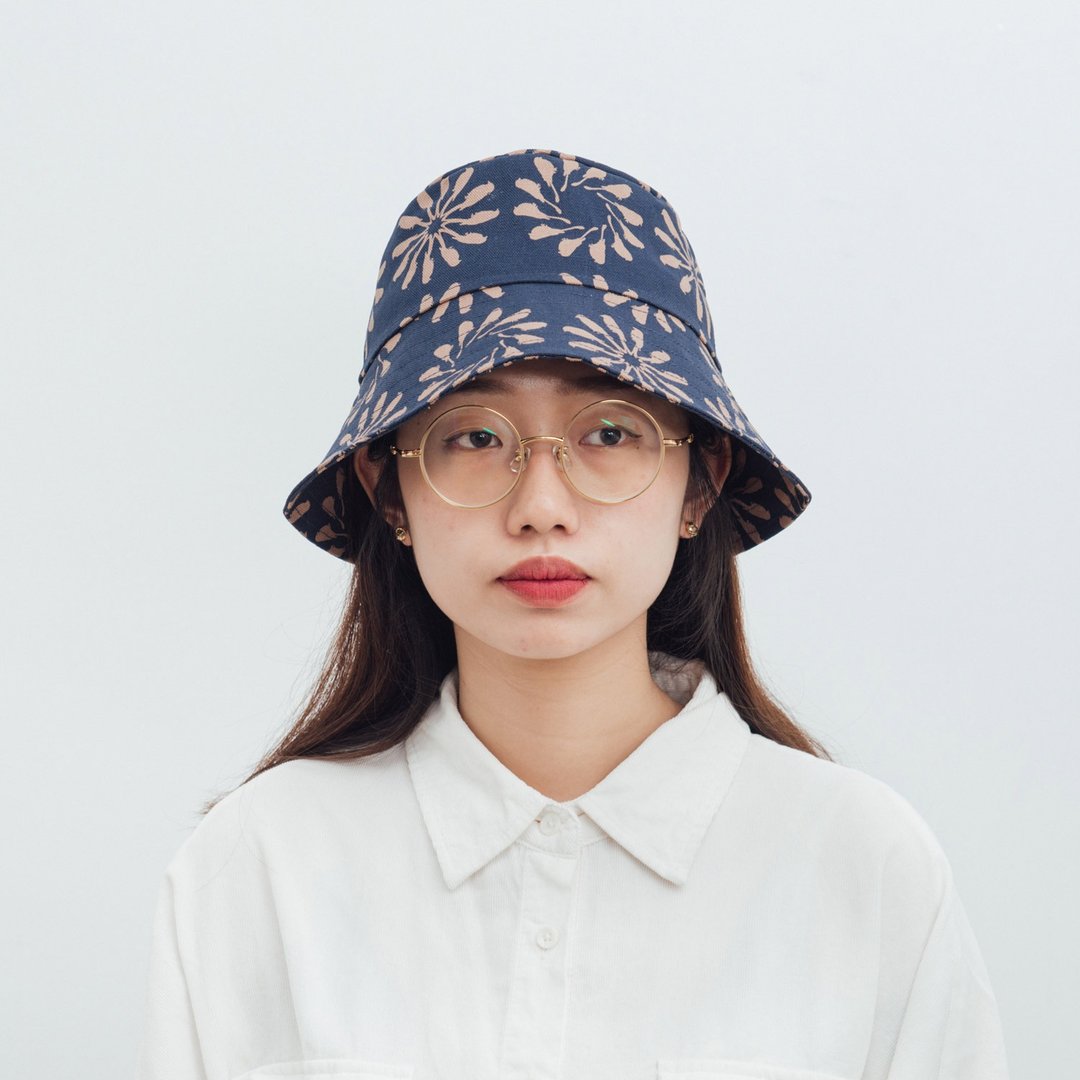 遮阳渔夫帽/乌秋圈圈/海军蓝色 - 帽子 - 棉 蓝色