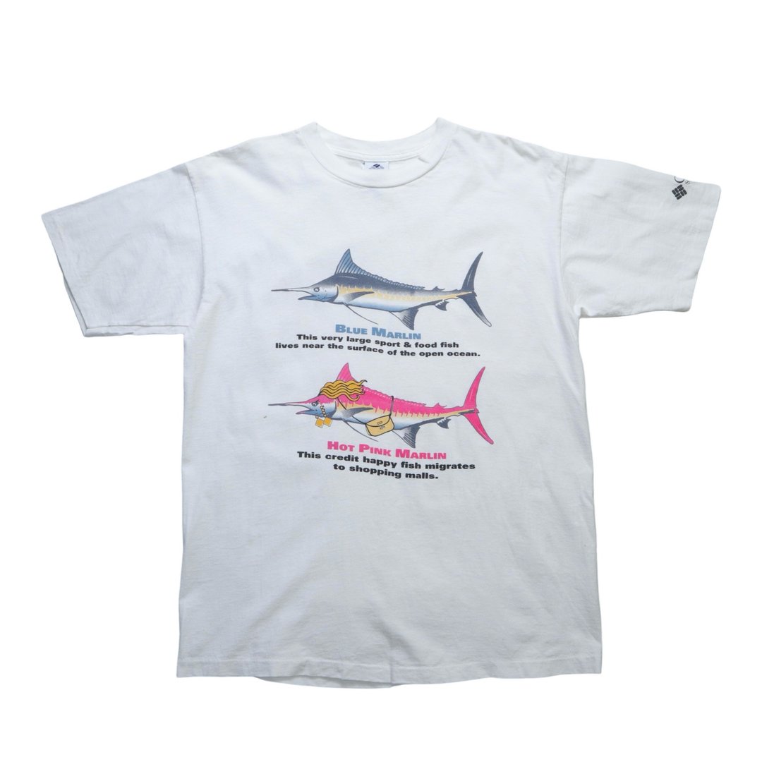 90s 美国制 Columbia 蓝枪鱼与马林鱼tee 古着T-Shirt - 男装上衣/T 恤 - 其他材质 白色