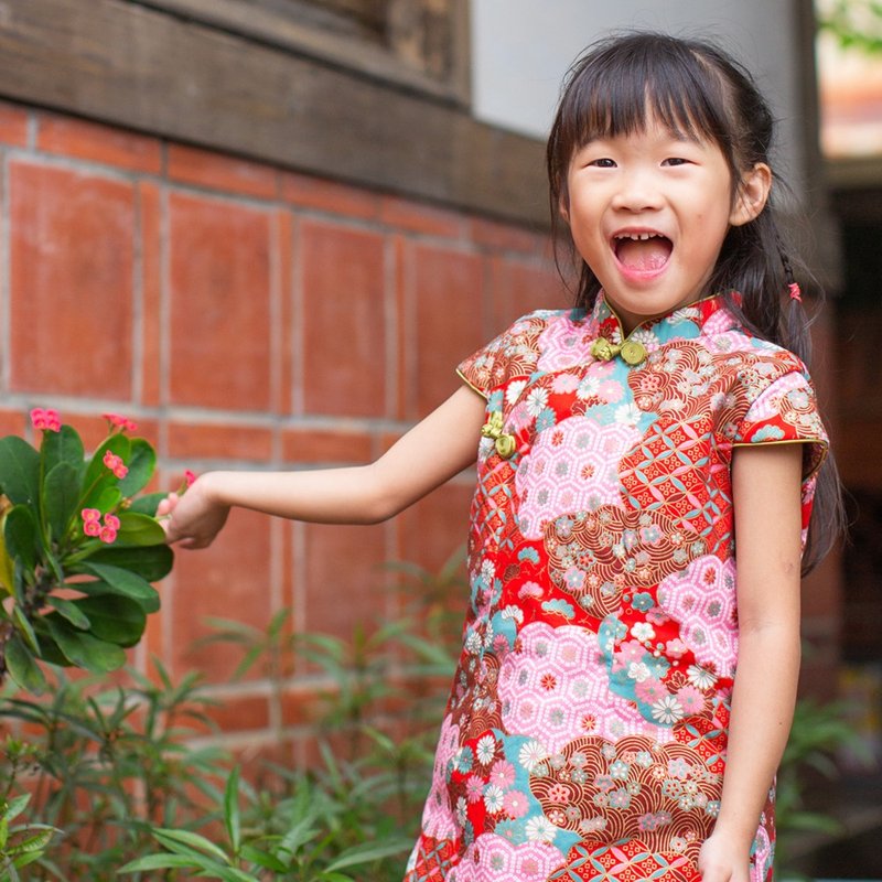 儿童旗袍 古风 冬季款 拼接和风 - 旗袍 - 棉．麻 
