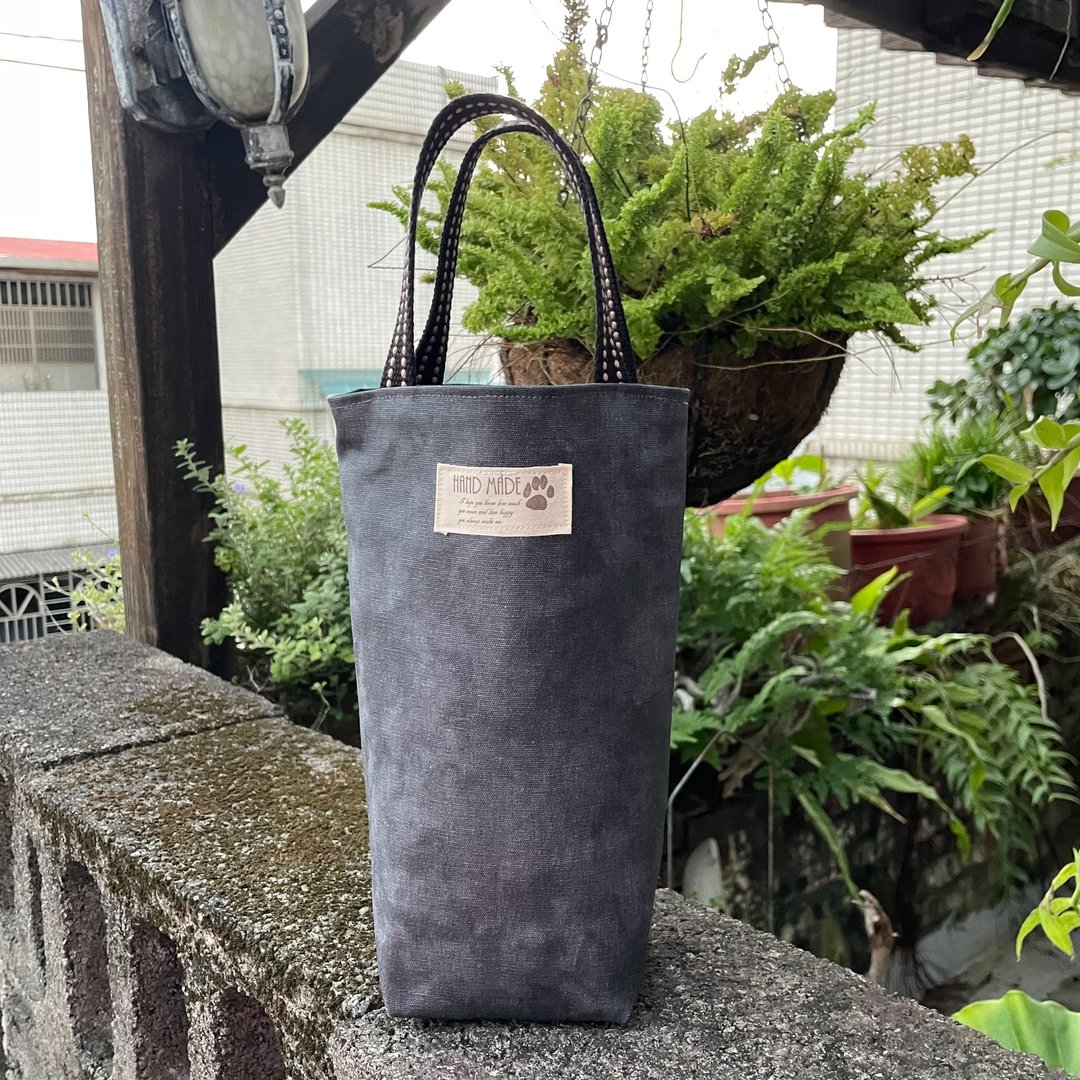 【纯手作】水洗感帆布水壶/饮料/冰霸杯提袋 伞袋 手提袋 - 随行杯提袋/水壶袋 - 棉 