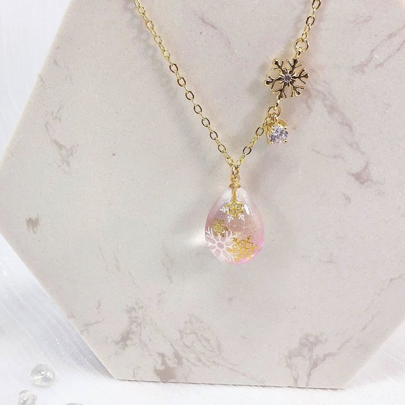 【Winter Collection】粉色雪花颈链 - 项链 - 铝合金 