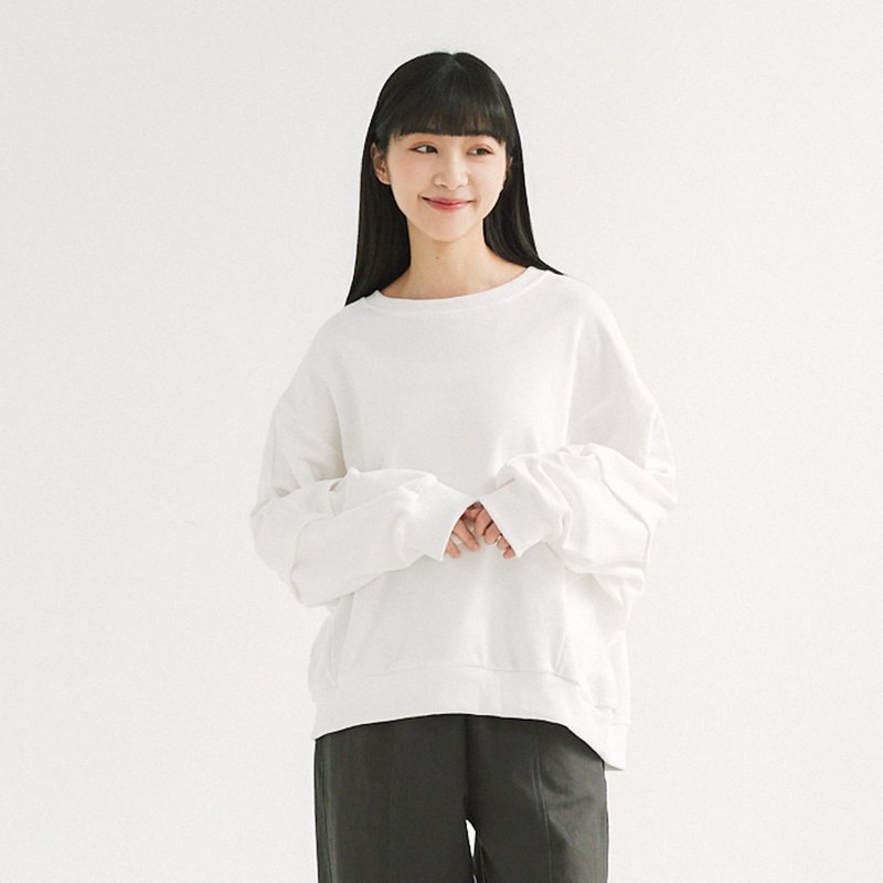 【Simply Yours】拼接蝙蝠袖大学T 白F - 女装上衣 - 棉．麻 白色