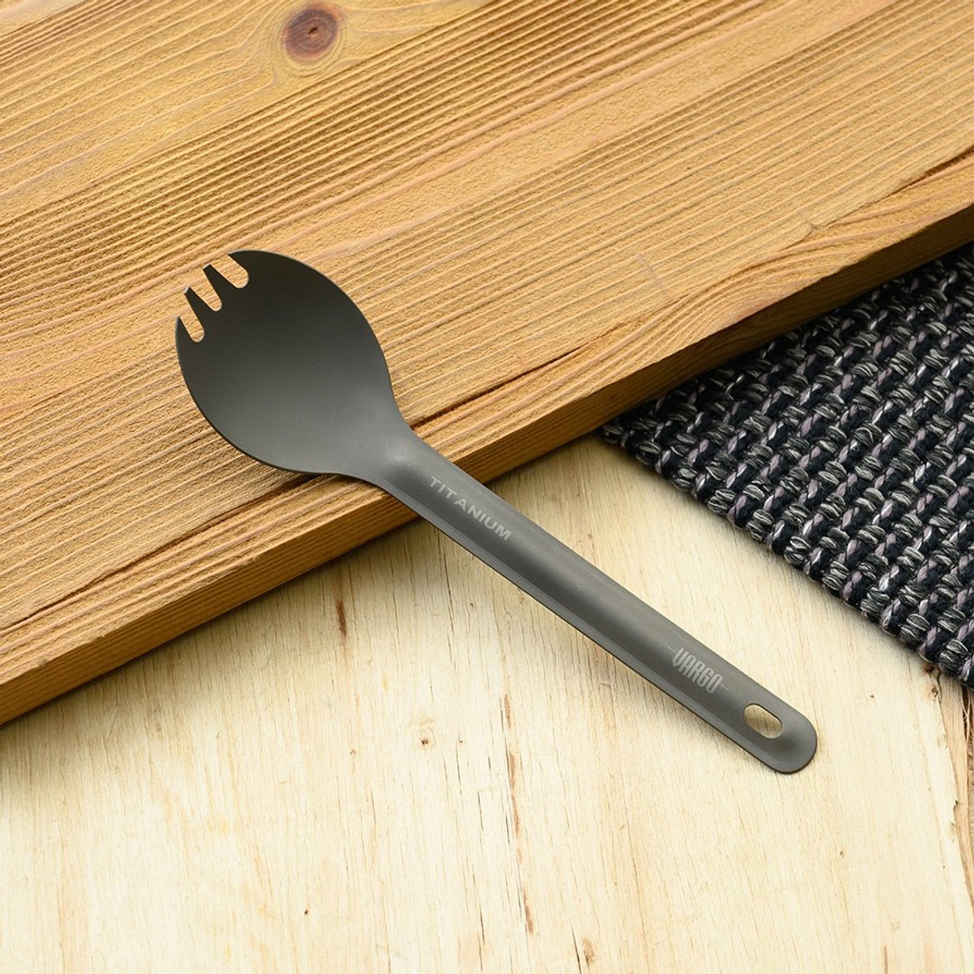 【美国 Vargo】Titanium Spork ULV 超轻量纯钛汤叉 钛金色 #T212 - 餐刀/叉/匙组合 - 其他材质 